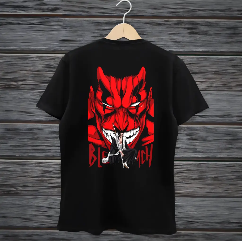 Back Print Anime T-shirts (Black, S)